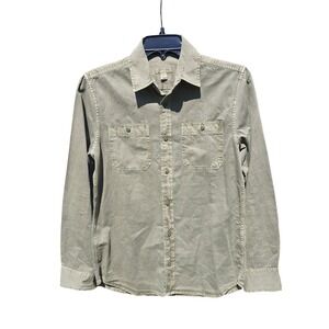 Sun + Stone NWT Mens Utility Prep Cotton Button Down Shirt Olive Green Small